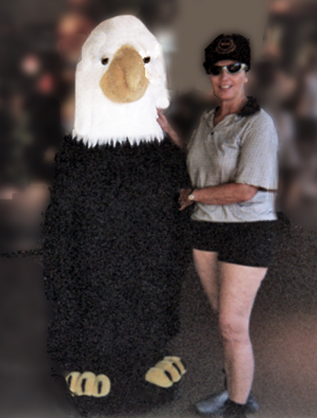 Karen Duquette and a big owl