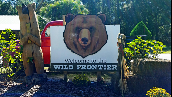 welcome to Wild Frontier sign