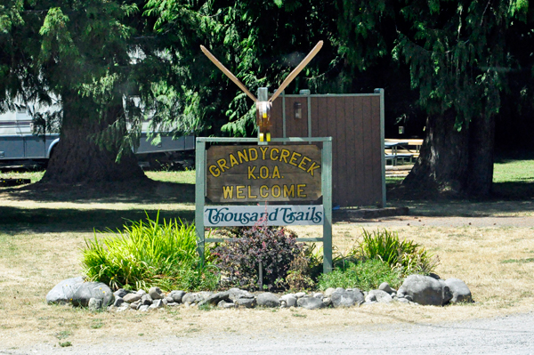 Grand Creek KOA -TT welcome sign