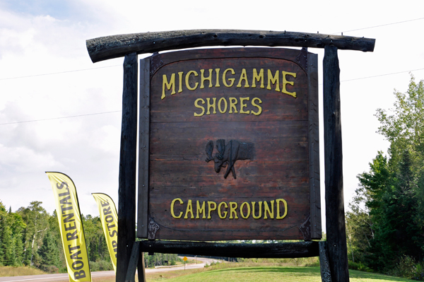 Michigamme Shores Campground sign