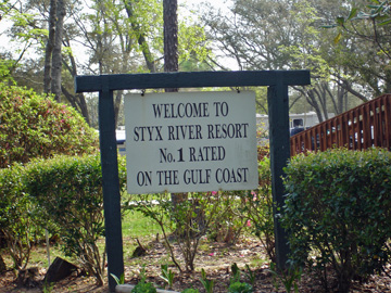 Styx River Resort sign