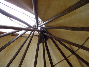 looking up inside the tent