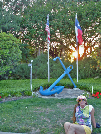 Karen Duquette & flags in the park