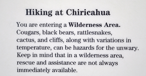 Chiricahua wilderness area notice