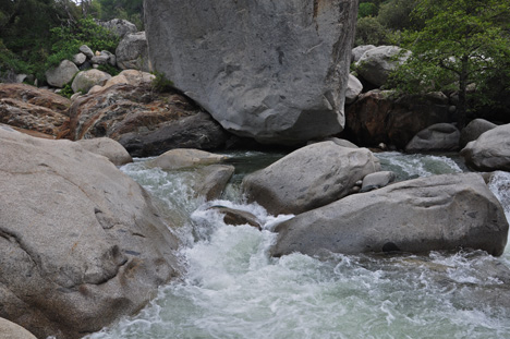 boulders and the waterfall