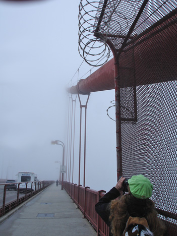 Karen Duquette on  the Golden Gate Bridge