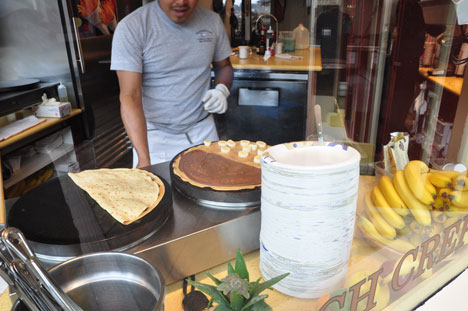 crepes for the two RV Gypsies, being made as ordered