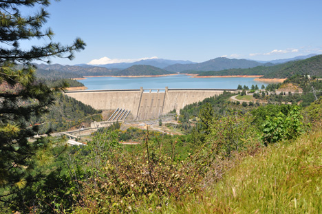 View of Shasta Dam, Mt. Shasta & area from over-look