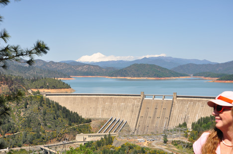 Karen Duquette and a View of Shasta Dam, Mt. Shasta & area from over-look