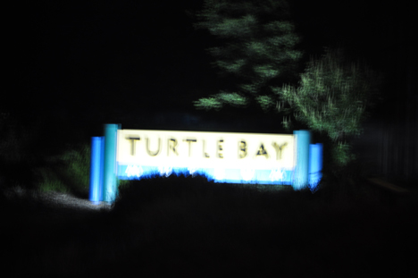 sign - Turtle Bay Museum during evening