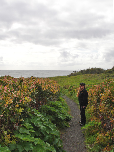 Karen Duquette on the trail towards the ocean