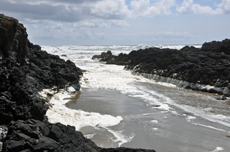 the waves approaching from the left