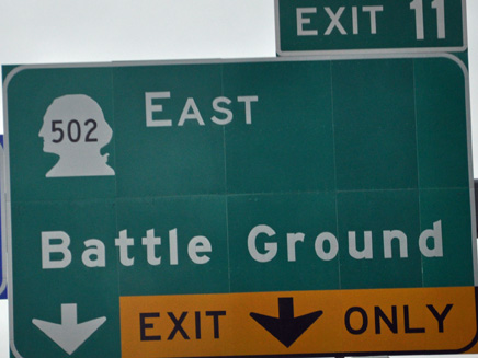 a head image of George Washington on the exit sign