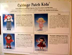 sign telling about Cabbage Patch Kids