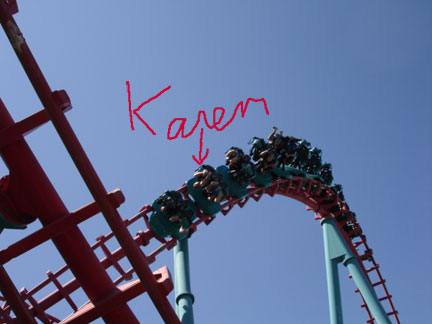 Karen on Superman roller coaster