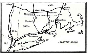 MAP locating Mystic Seaport