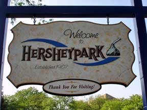 Welcome to Hershey Park sign
