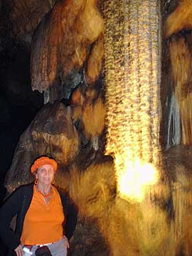 Karen inside the caverns