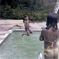 Brian jumps in pool 1975