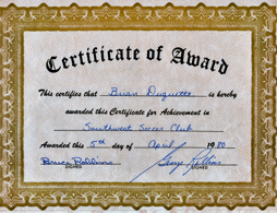soccer certificate