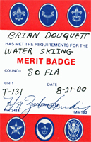 Brian Duquette earns a water ski badge