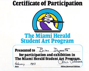 Brian participates in an Art Program for the Miami Herald
