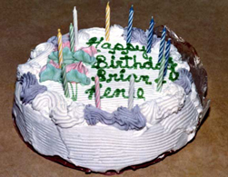 add Brian's birthday cake, 1986