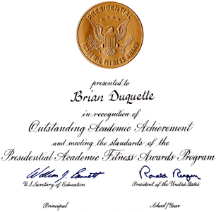 Brian Duquette receives the Presidential Award