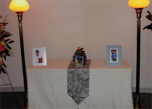 Memorial table for Brian Duquette