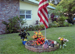 Brian's memorial in front of his house