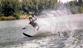 Brian water skis - oh oh the wake got him