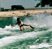 Brian water skis - oh oh the wake got him