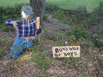 Boys will be boys scarecrow