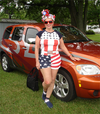 Karen Duquette dressed for the 4th of july