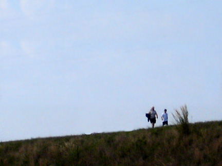 Lee and Alex hike the berm