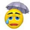 unhappy face in the rain