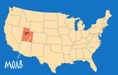 USA map showing location of MOAB, Utah